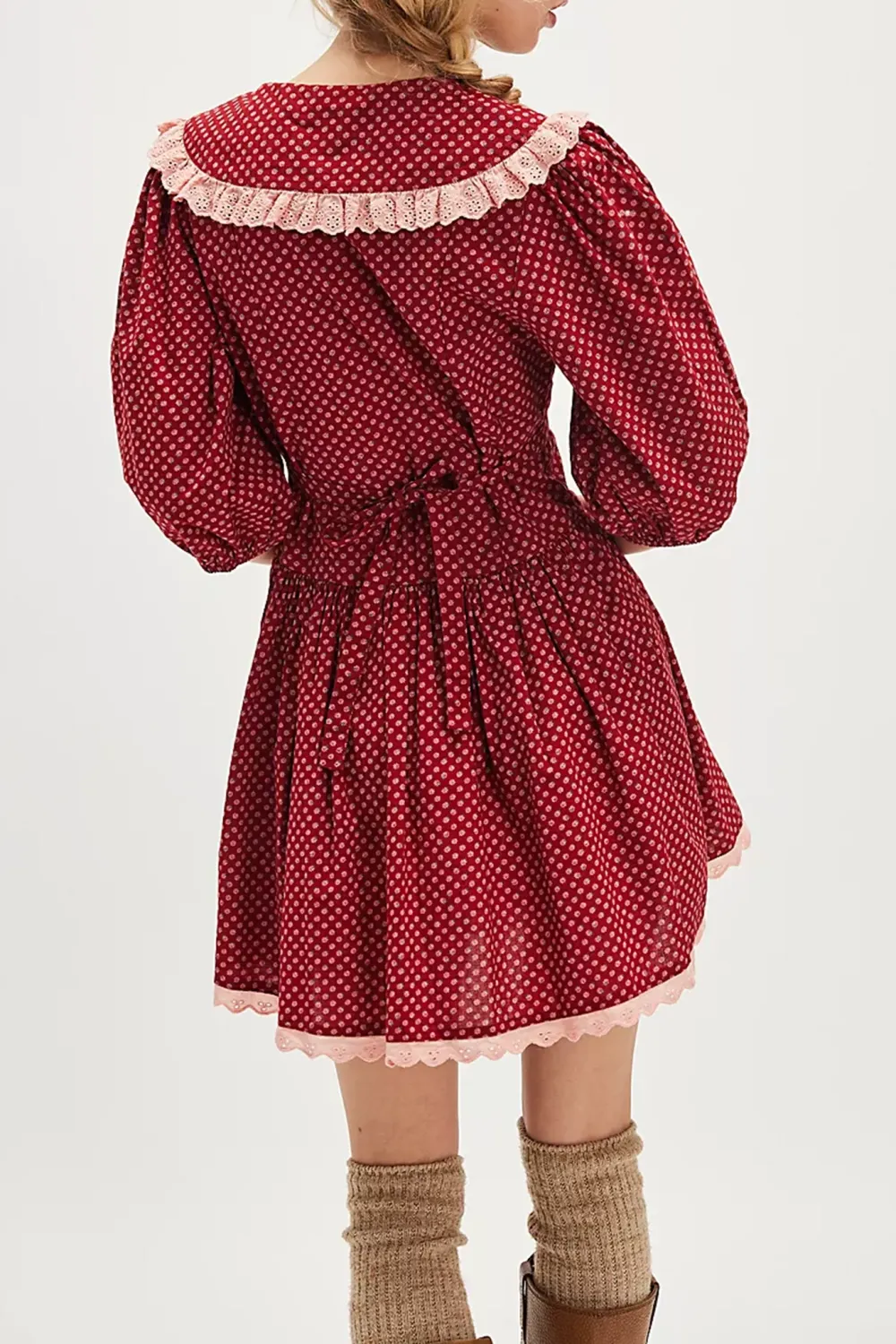 Peter Pan Collar Puff Sleeve Mini Dress
