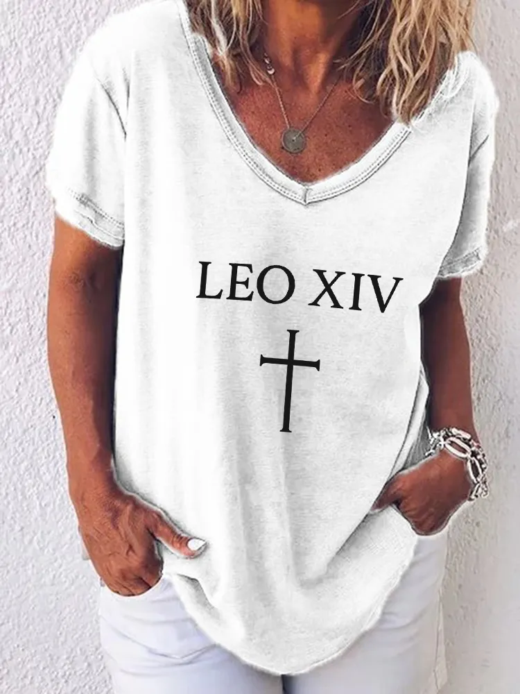 Women'S Pope Leo Xiv Round-Neck Short-Sleeved T-Shirt