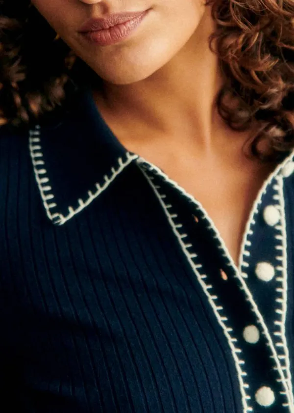 Lapel Snap Button Sweater