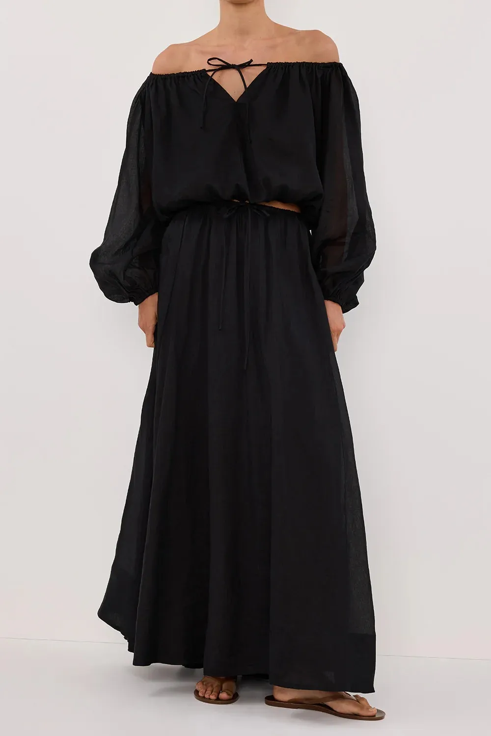 BLACK RAMIE MAXI SKIRT