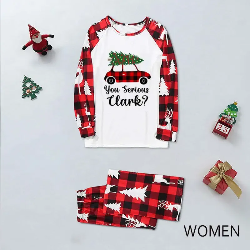 Christmas Tree and Truck Print Family Matching Pajamas Sets (with Pet's dog clothes)