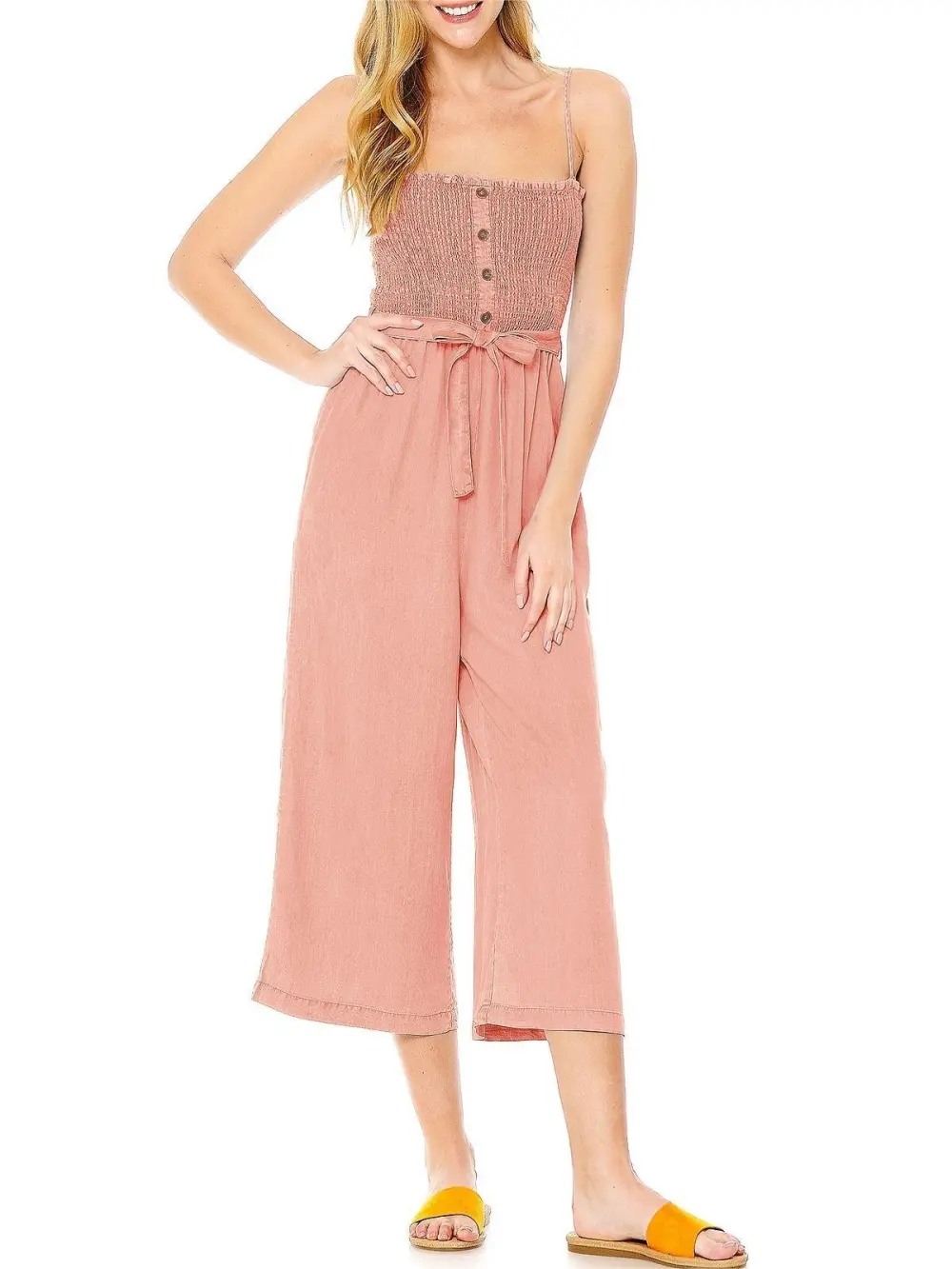 Tied Waist Culotte Jumpsuit