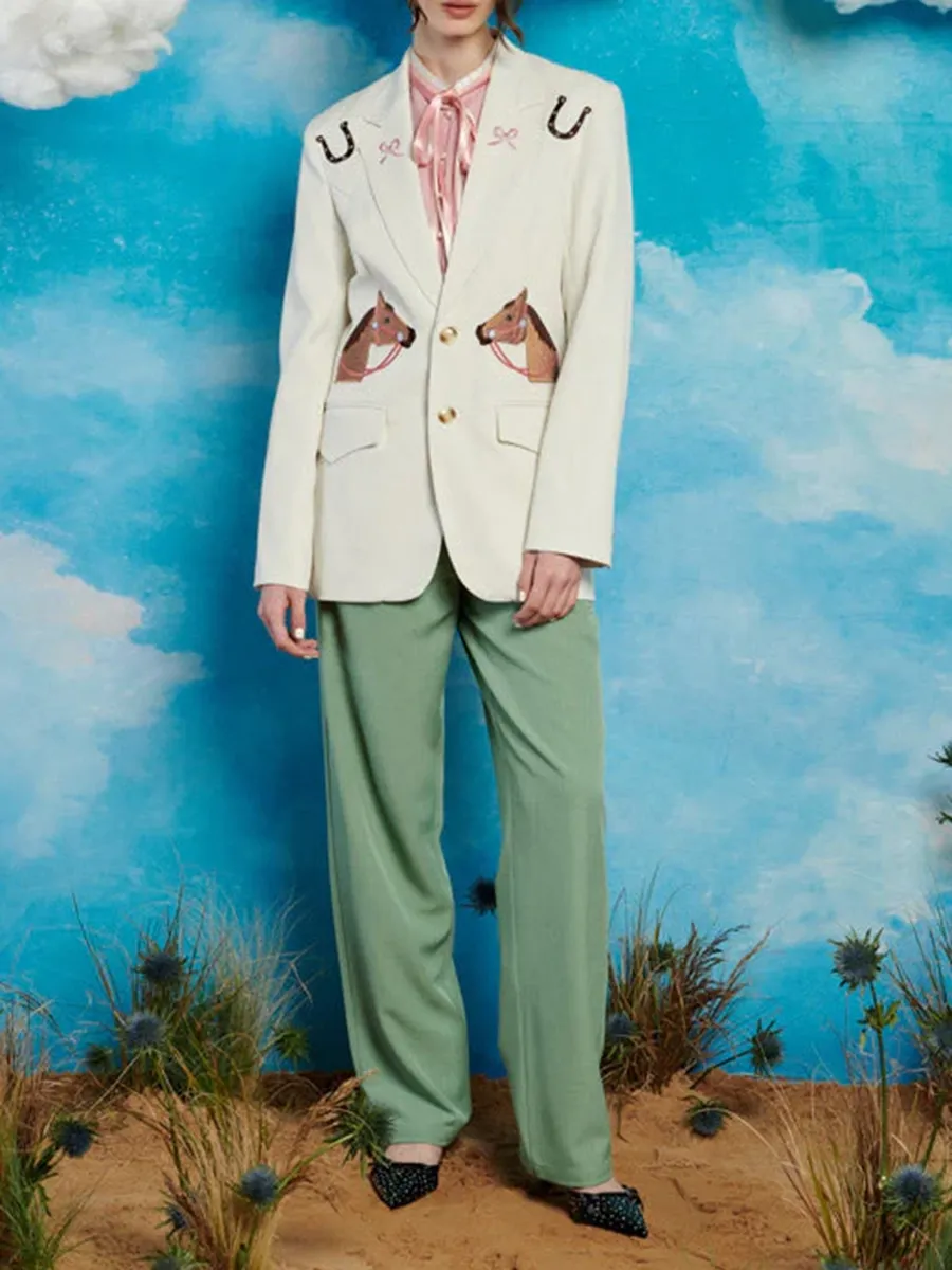 Embroidery Single Breasted Blazer