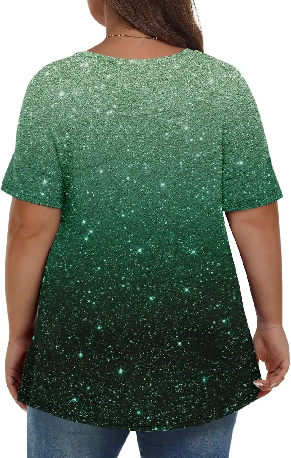 Plus Size Tops for Women Dressy Short Sleeve V Neck Shirts for Women Summer Tops for Women 2024 Floral Print Top