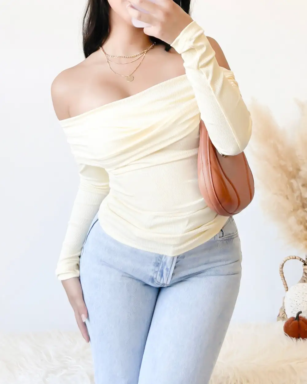 CALLIE LONG SLEEVE OFF SHOULDER TOP