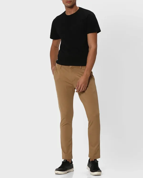 Classic Versatile Soft Slim-Fit Straight-Leg Khaki Trousers