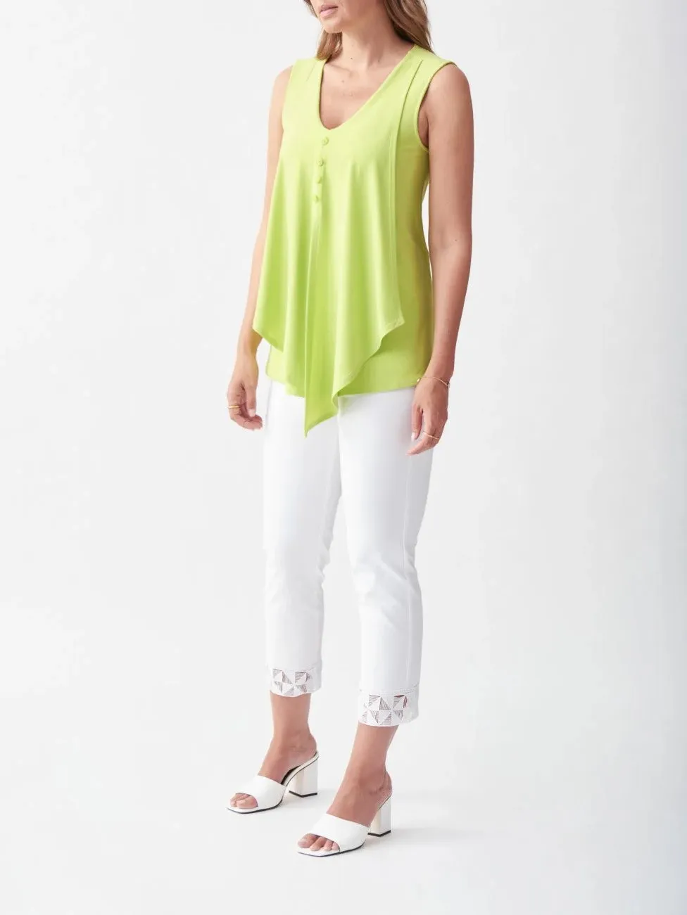 Lime Green Asymmetric Sleeveless Blouse