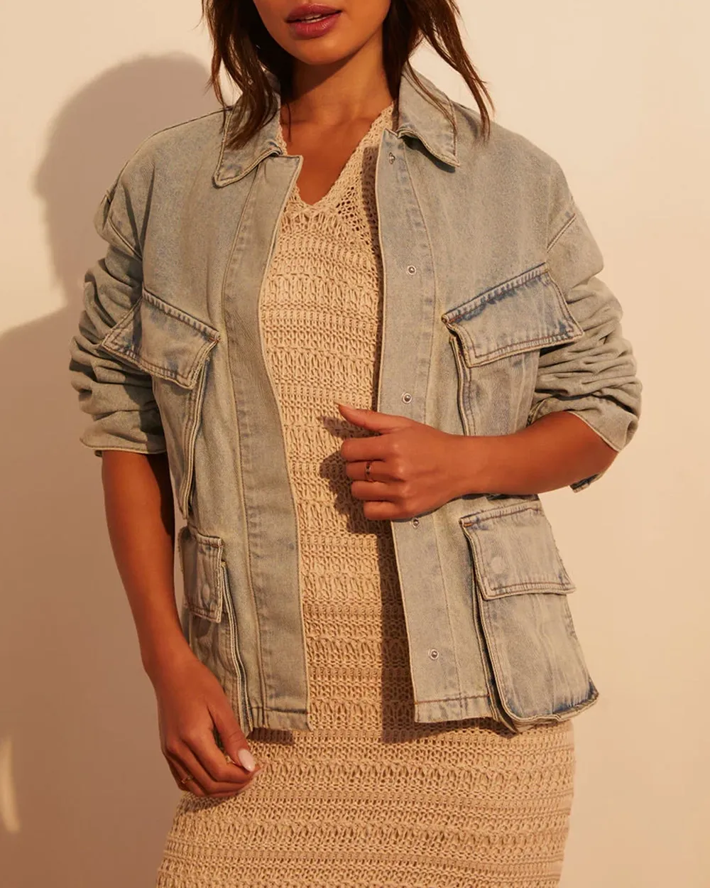 Pocketed Light Wash Denim Jacket