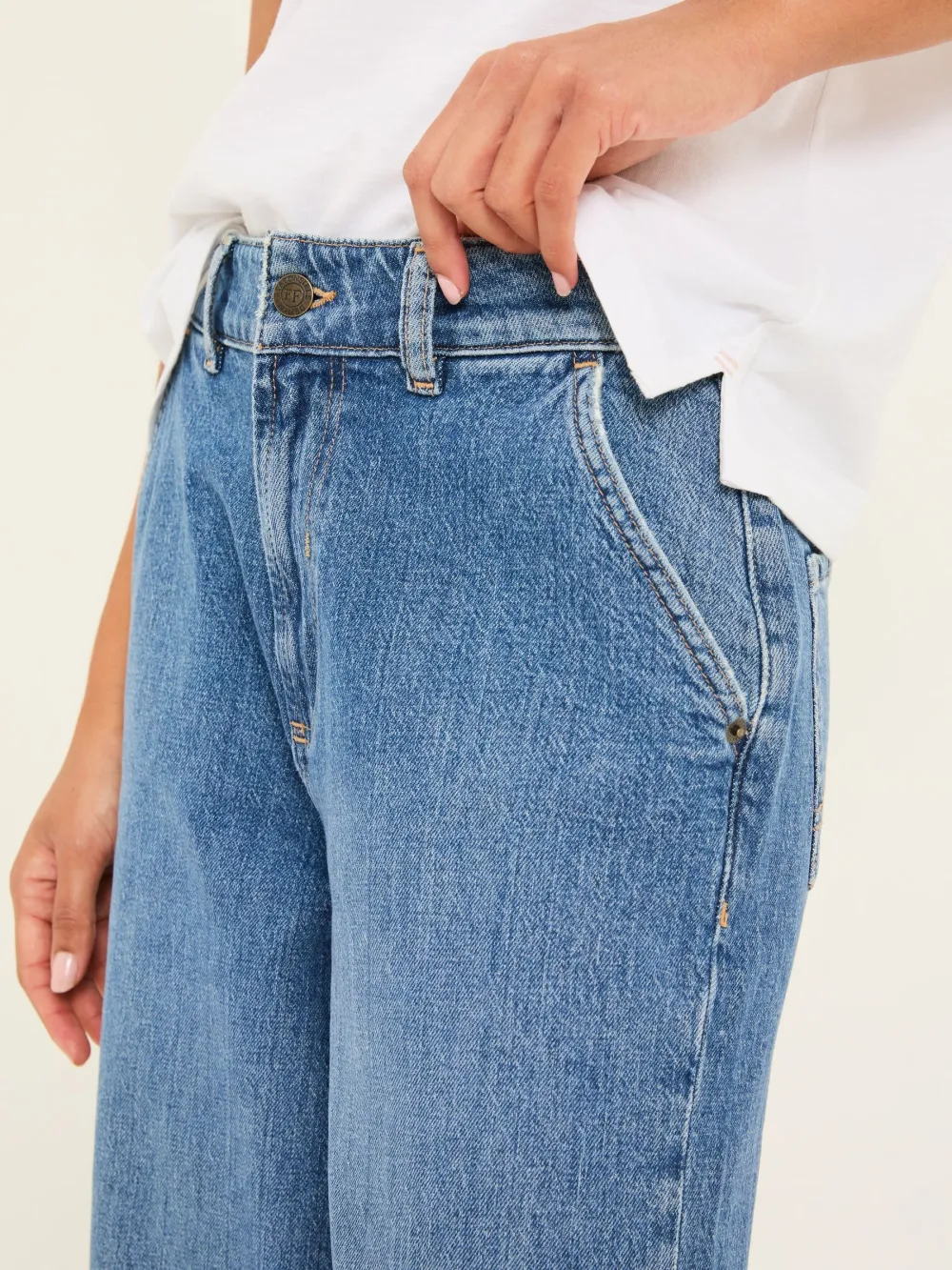 Hove Blue Denim Wide Leg Crop Jeans