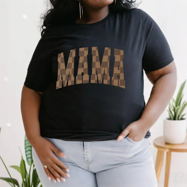 Mama Printed Round Neck Short Sleeve T-Shirt