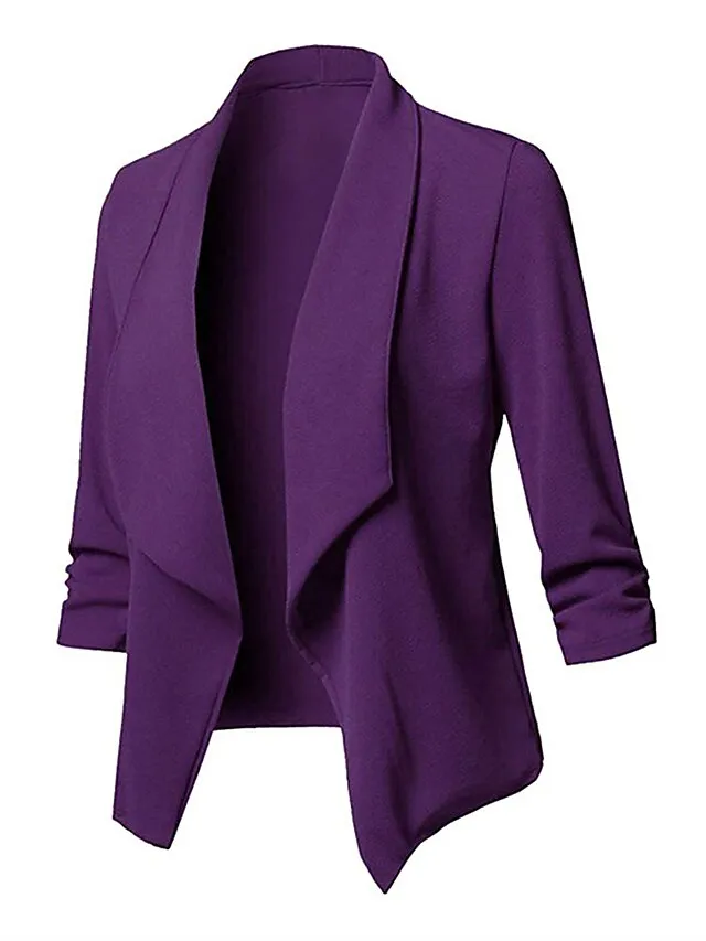 Women's Casual Jacket Work Street Daily Fall Winter Coat Regular Fit Warm Breathable Comtemporary Stylish Casual Jacket Long Sleeve Plain Slim Fit Black White Wine