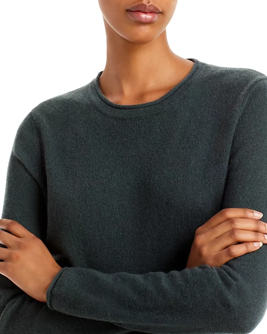 Casual Style Rolled Edge Cashmere Sweater
