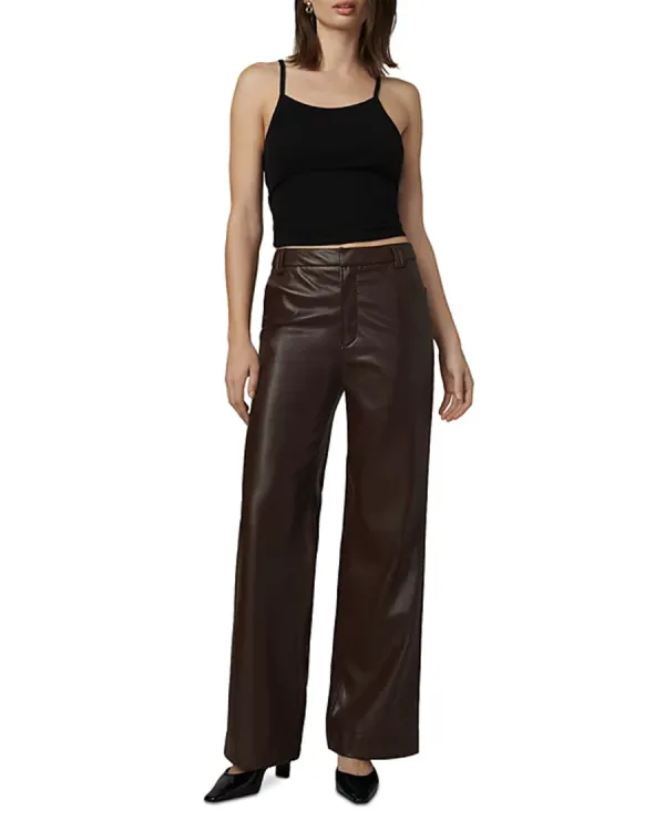 Faux Leather Wide Leg Pants