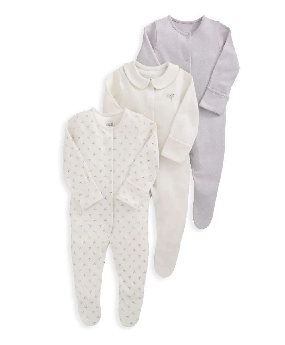 Floral Spot Sleepsuits (Set of 3)