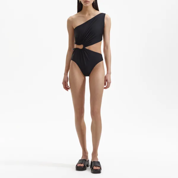 Black Asymmetric Swimsuit