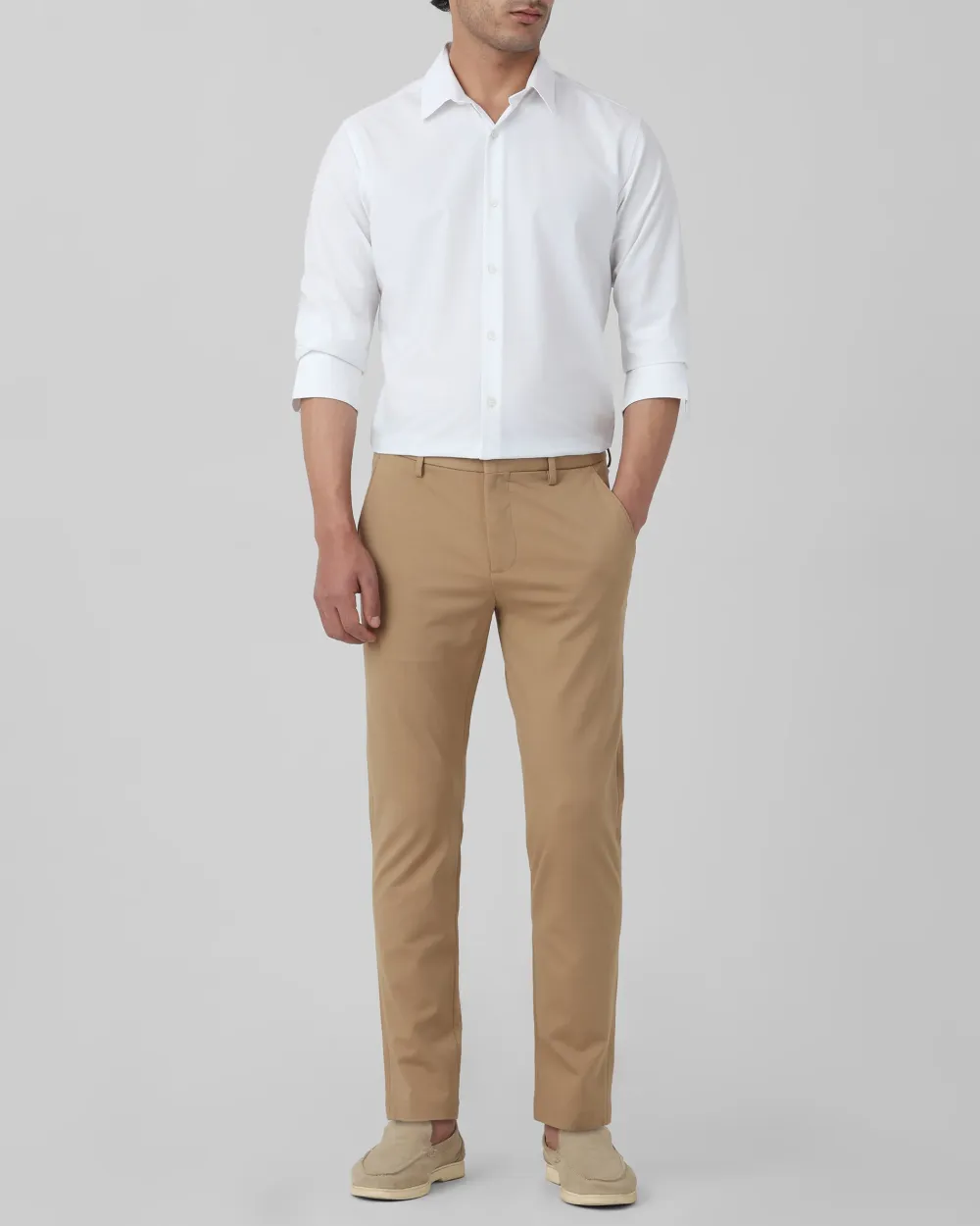 Classic Daily Slim-Fit Straight-Leg Khaki Trousers