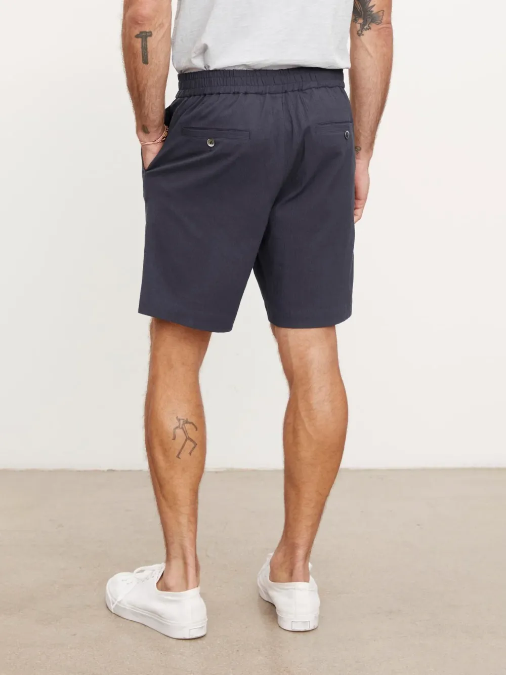 Dark Gray Elastic - Waist Men's Shorts