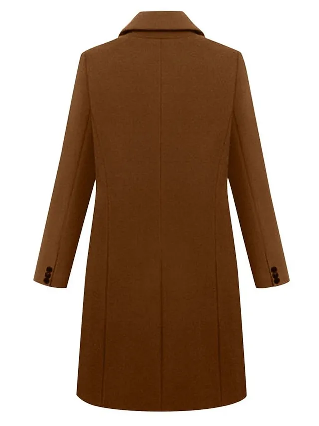 Women's Overcoat Fall Double Breasted Long Coat Thermal Warm Windproof Trench Coat Winter Coat Pea Coat Daily Wear Vacation Stylish Chic & Modern Jacket Long Sleeve Slim Fit Black