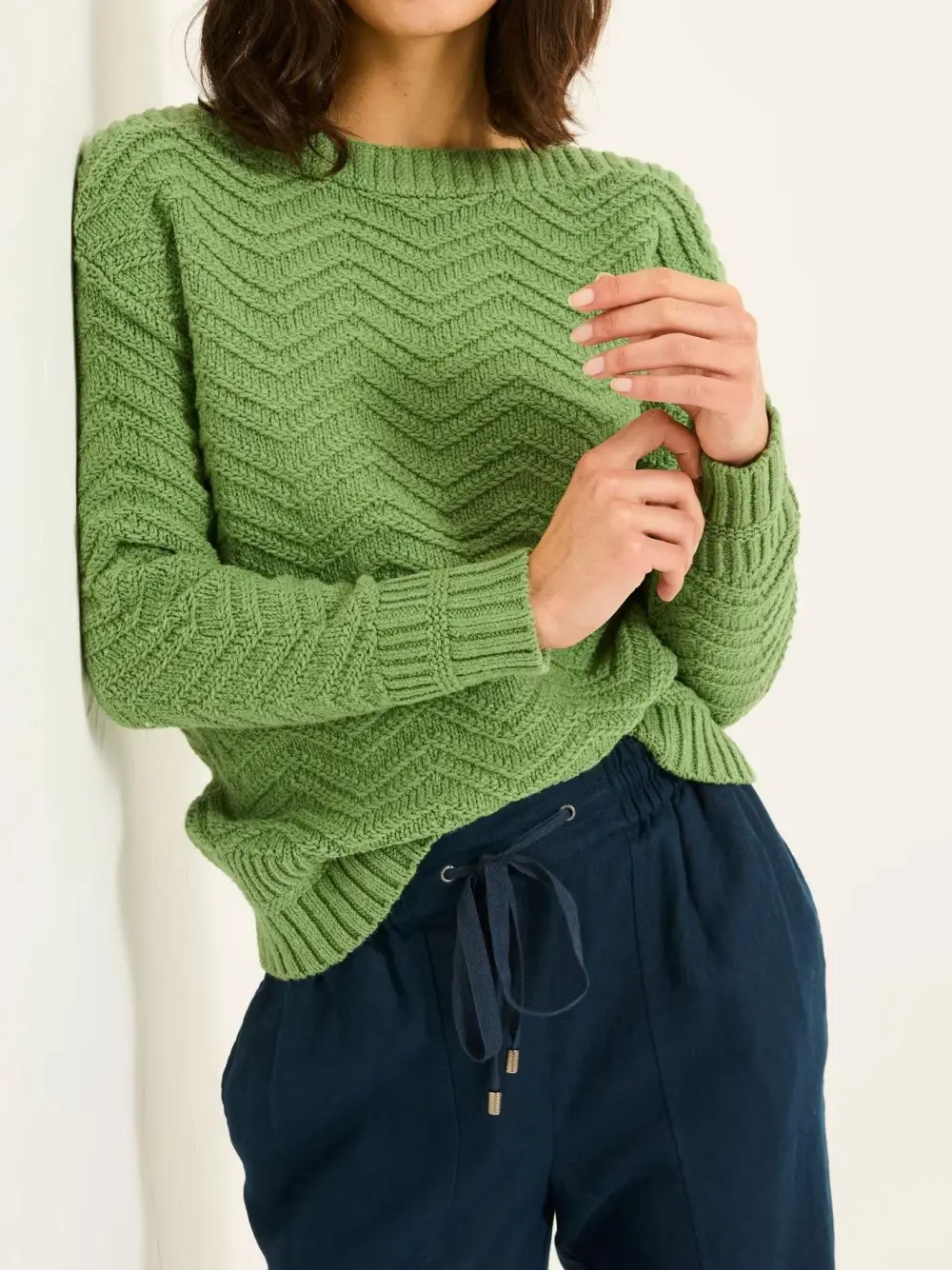 Mid Green Jessie Textured Knitted Jumper