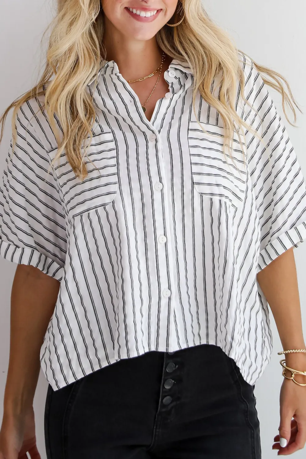 Ultra Darling White Striped Blouse