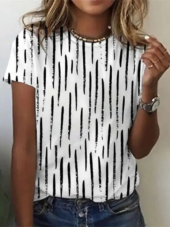Chic Print Short Sleeve Top