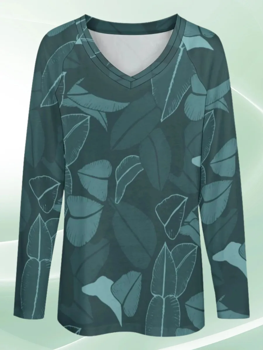 Leaf Print Long Sleeve T-Shirt