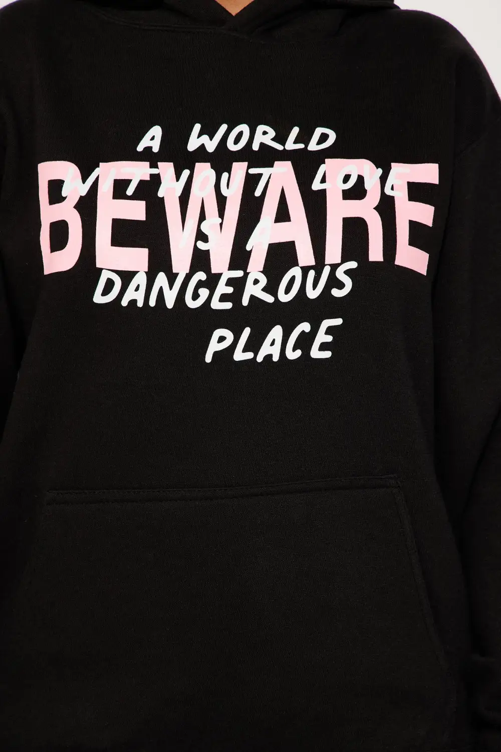 Beware Of Love Hoodie - Black