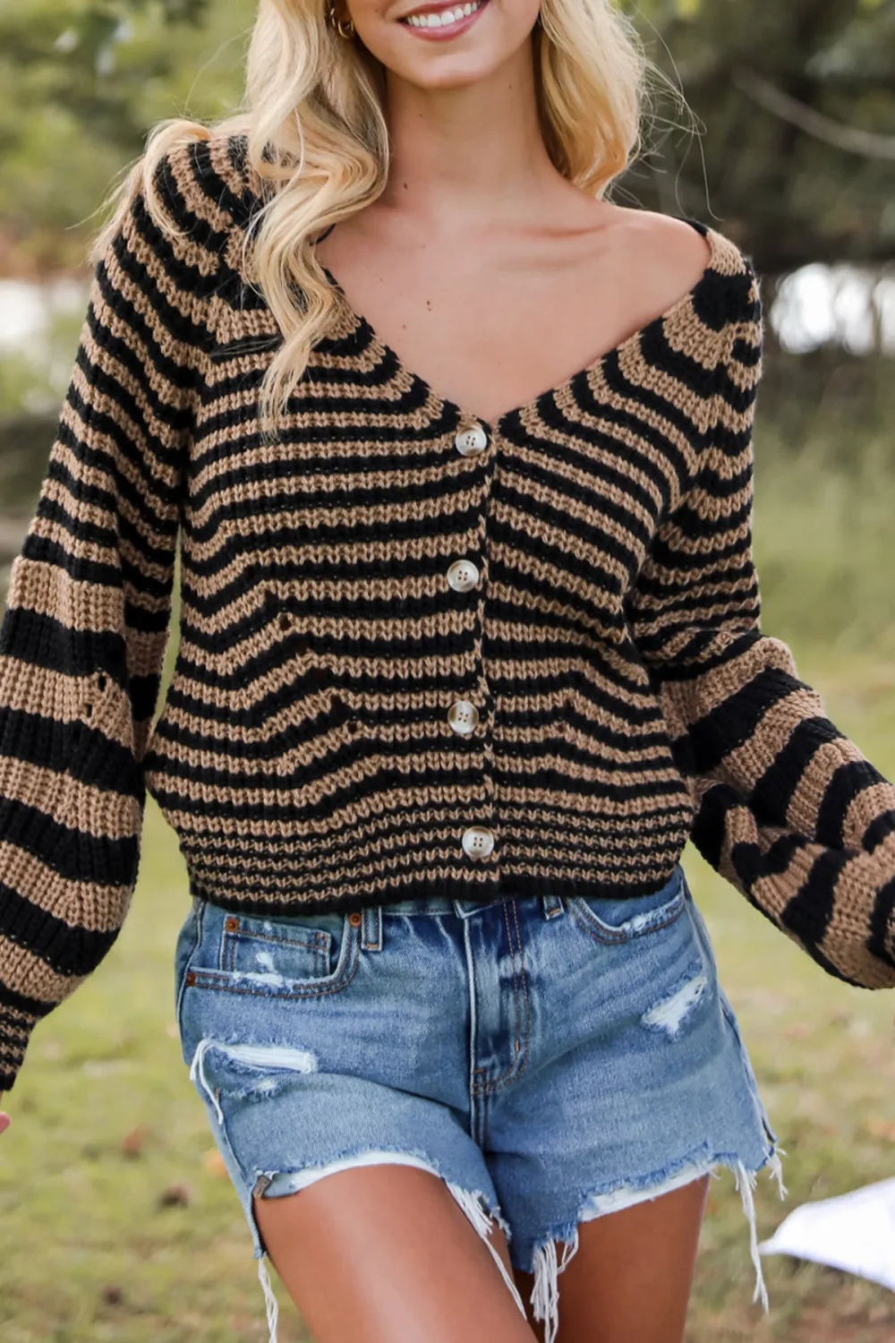 Snuggly Weather Striped Sweater Cardigan