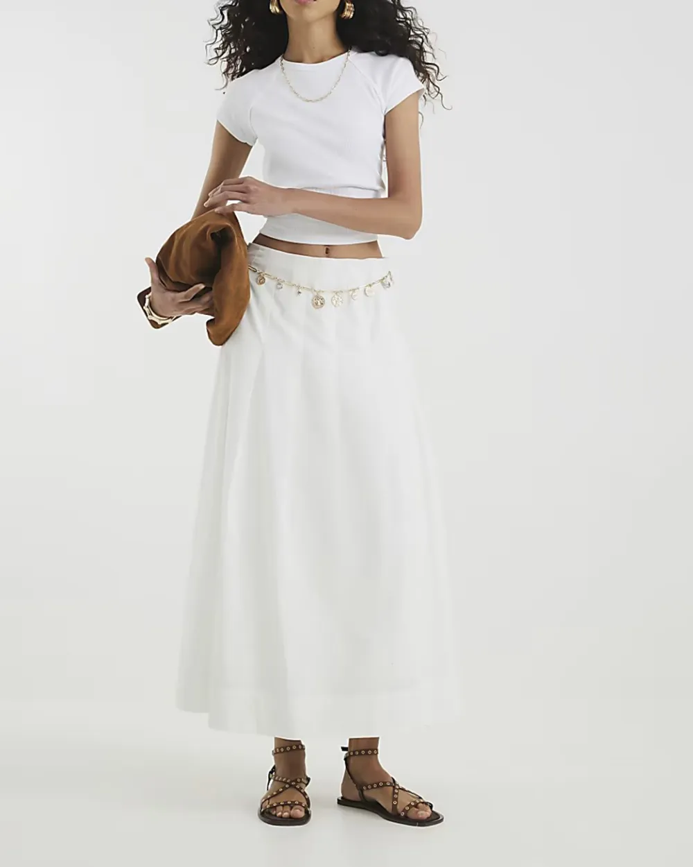 Solid Color Cotton Simple Long Skirts