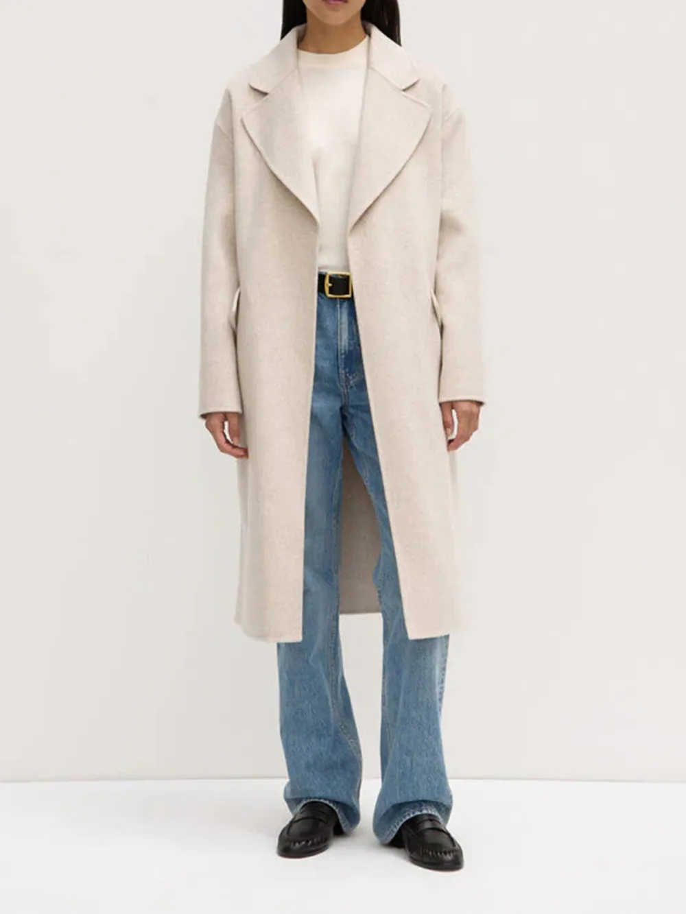 Casual Style Single Wool Coat Oat Marle