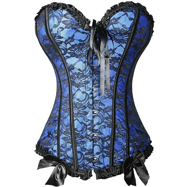 Women's Plus Size Corsets Halloween Country Bavarian Overbust Corset Tummy Control Push Up Jacquard Lace Stripe Waves Hook & Eye Lace Up Nylon Others Christmas Wedding Party Birthday Party