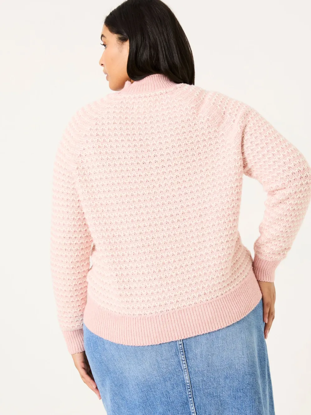 Pink Candy Stripe Knitted Crew Neck Jumper