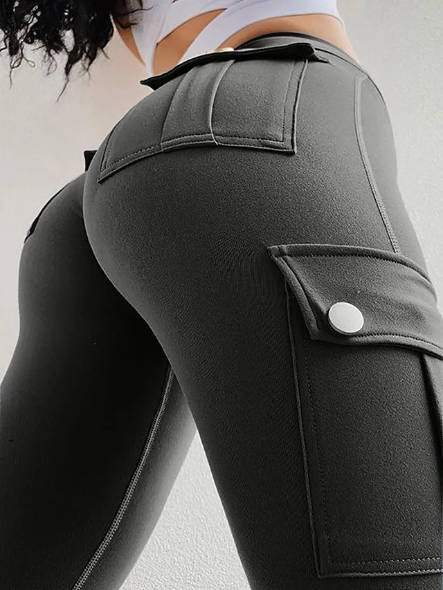 Women's Tights Green Black Dark Gray Tights Athleisure Full Length Butt Lift Solid Colored S M L XL