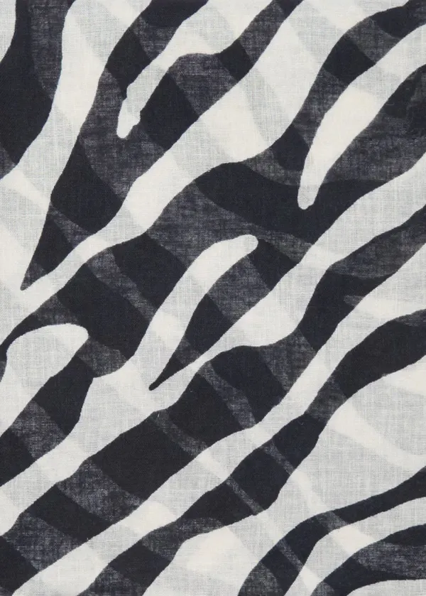 Black Casual Style Zebra  Print  Scarf