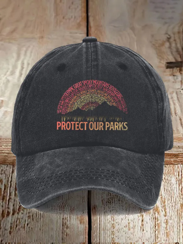 Protect Our Parks Word Art Comfort Colors Baseball Caps