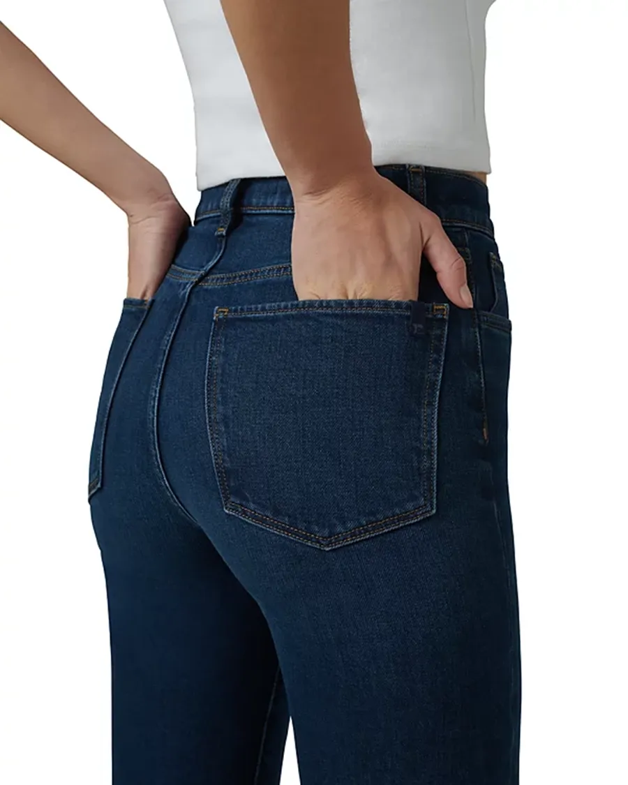 Blue Straight Leg High Rise Jeans
