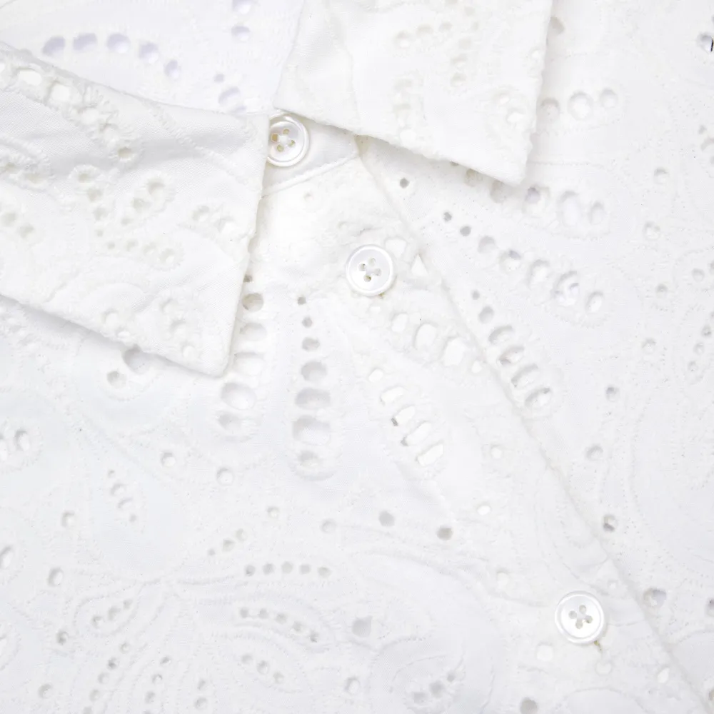 White Cotton Embroidery Top