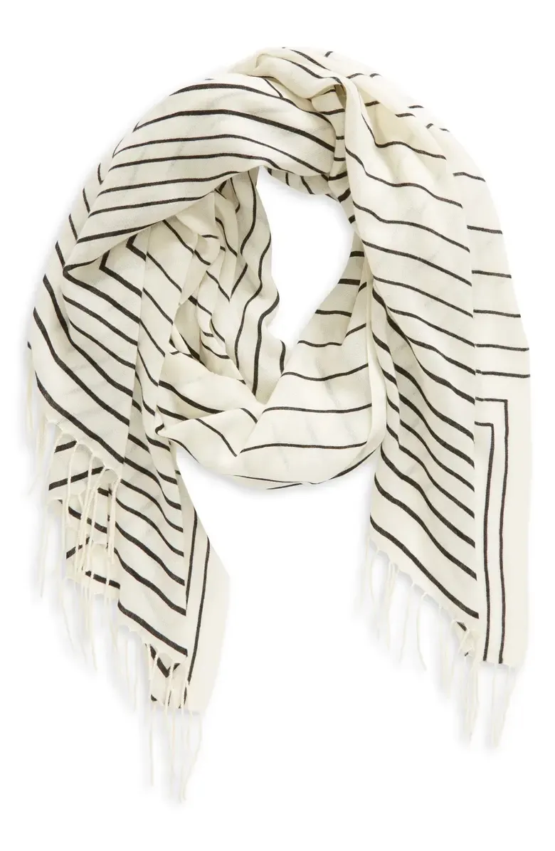 Printed Wool & Cashmere Wrap Scarf