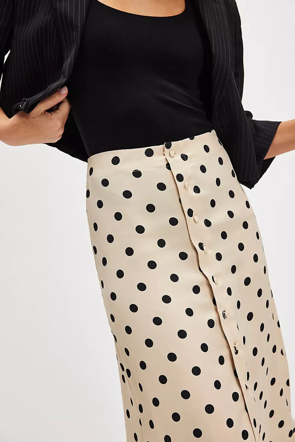 Polka Dot Print Midi Skirt