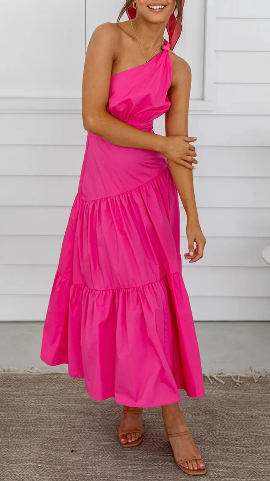 Knot Detail In Shoulder Strap Maxi Dress