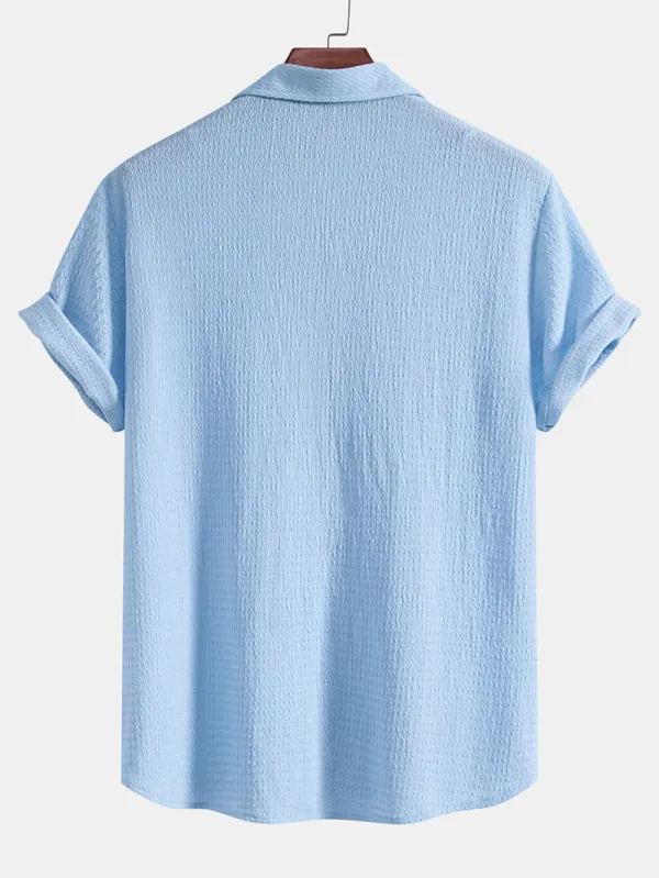 Blue Textured Button Up Shirt