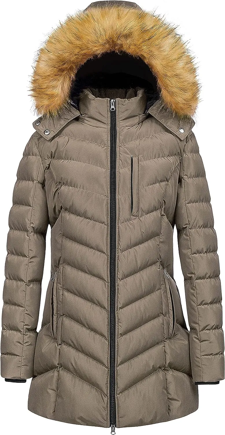 US Women's Winter Hooded Coat Waterproof Warm Long Puffer Jacket Parka