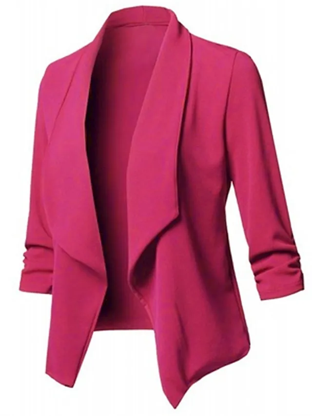 Women's Casual Jacket Work Street Daily Fall Winter Coat Regular Fit Warm Breathable Comtemporary Stylish Casual Jacket Long Sleeve Plain Slim Fit Black White Wine