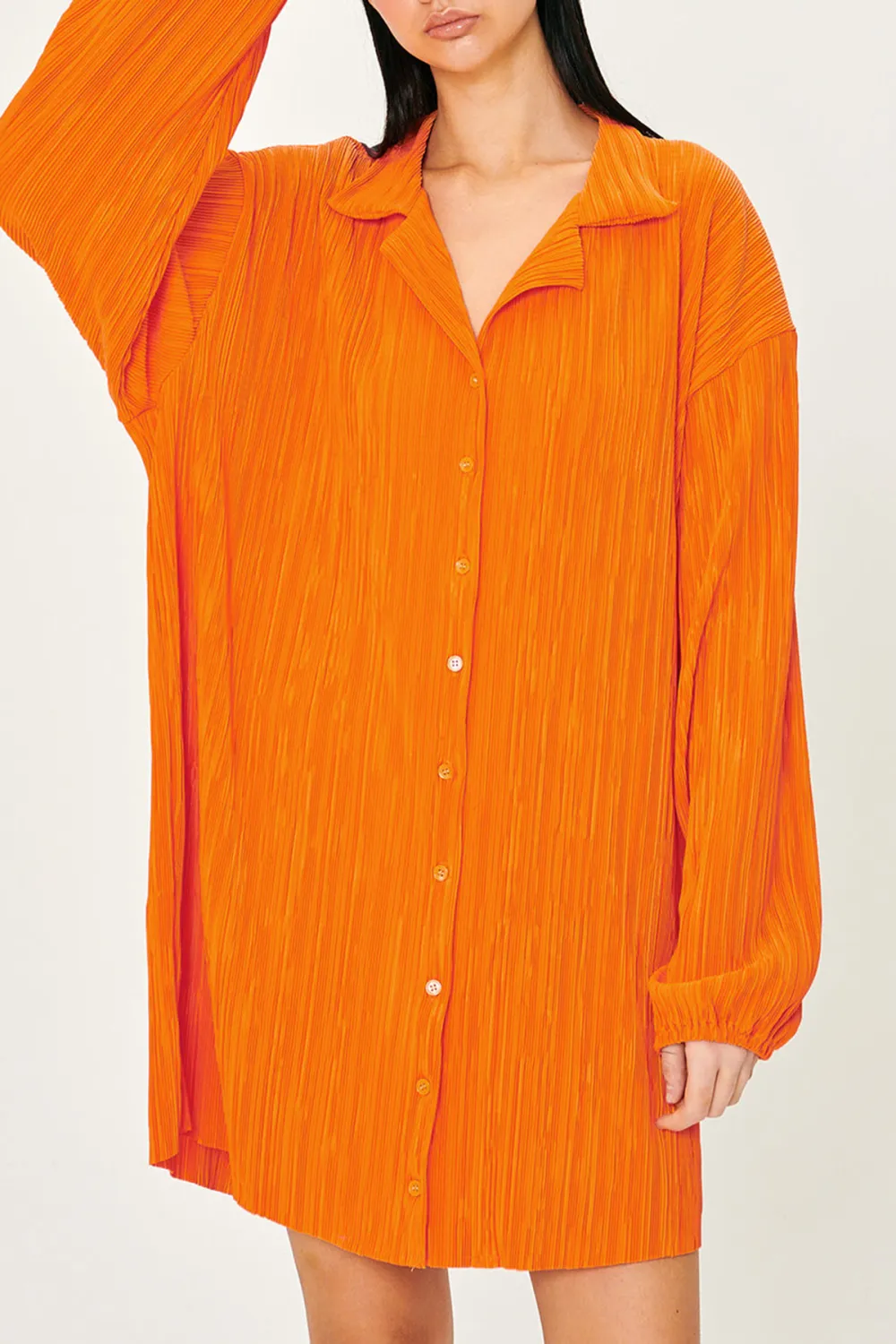 Daily Plisse Shirt Dress