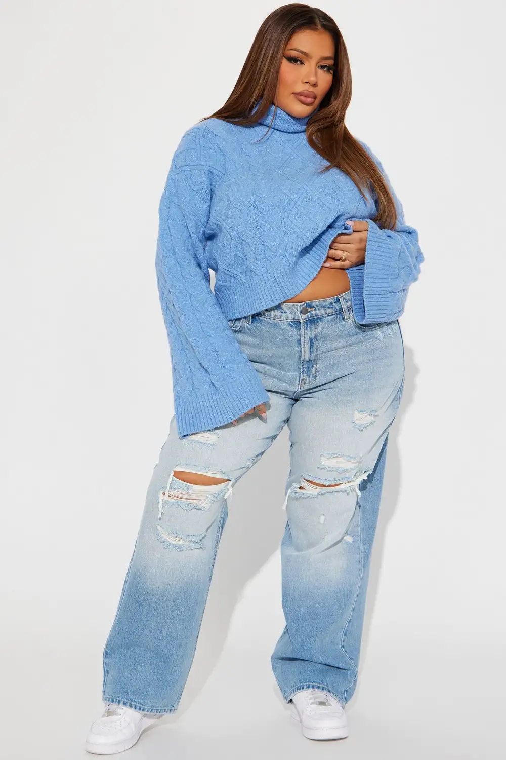 Endless Cuddles Cable Knit Sweater - Blue