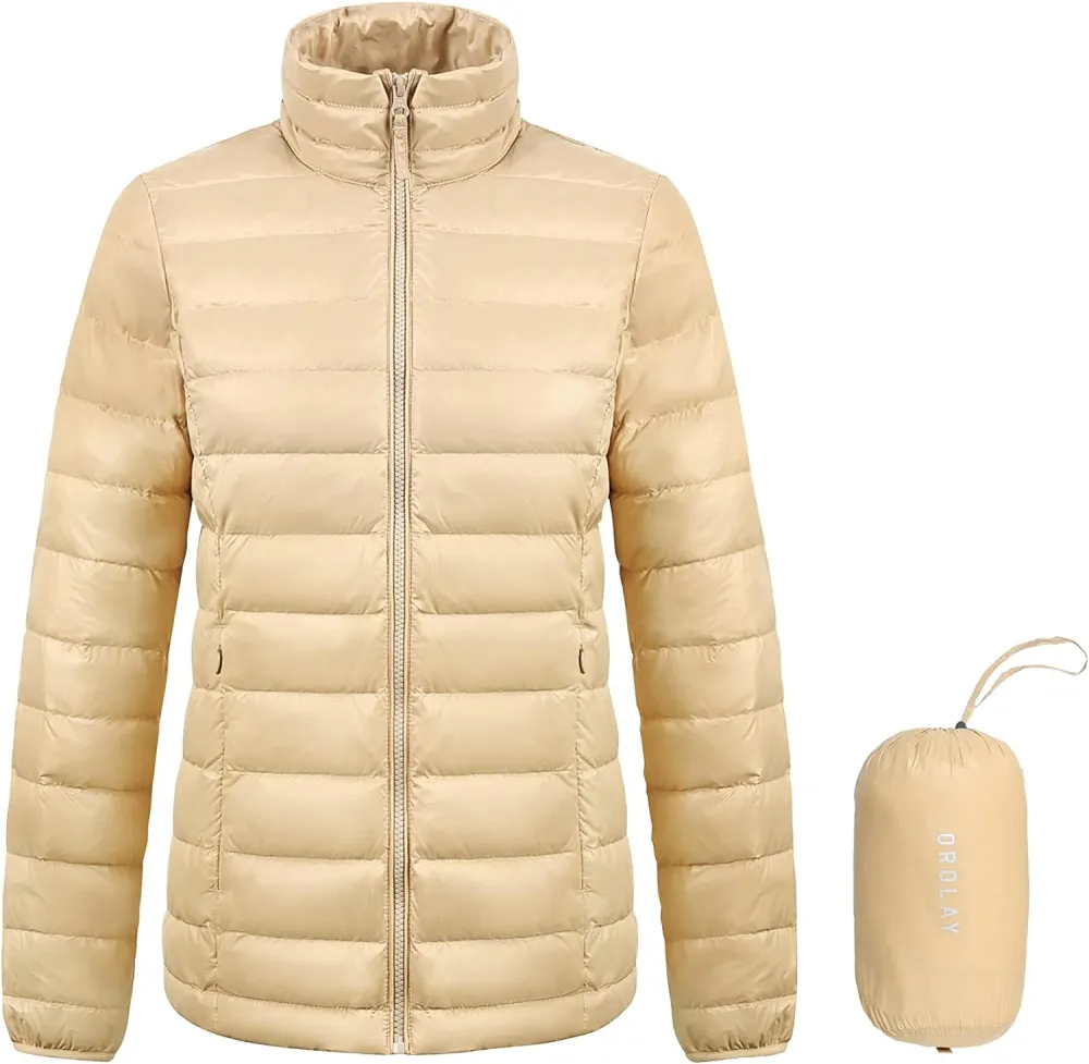 Women's Lightweight Packable Down Jacket Quilted Puffer Coat with Stand Collar