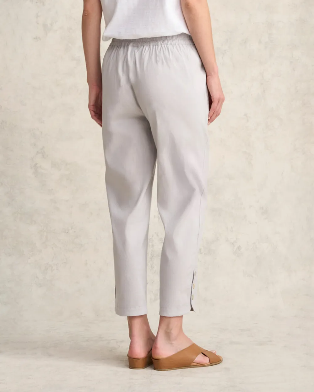 Curved Hem Linen Trousers