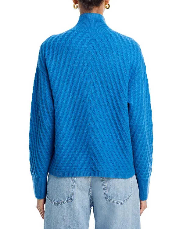 Drop Shoulder Waffle Mock Neck Sweater