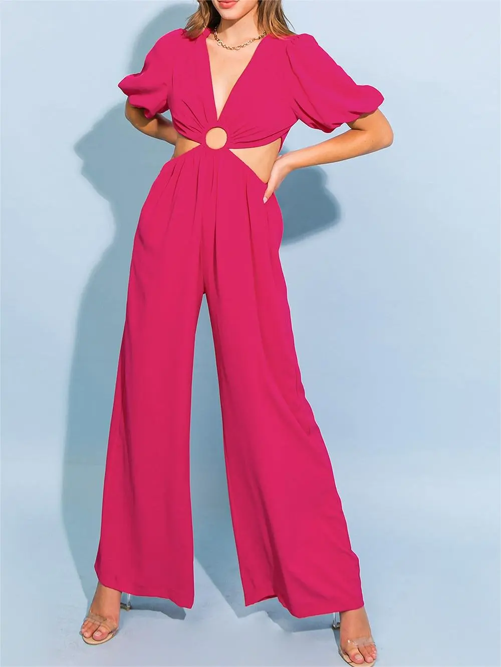 Cutout Short Sleeve Jumpsuit