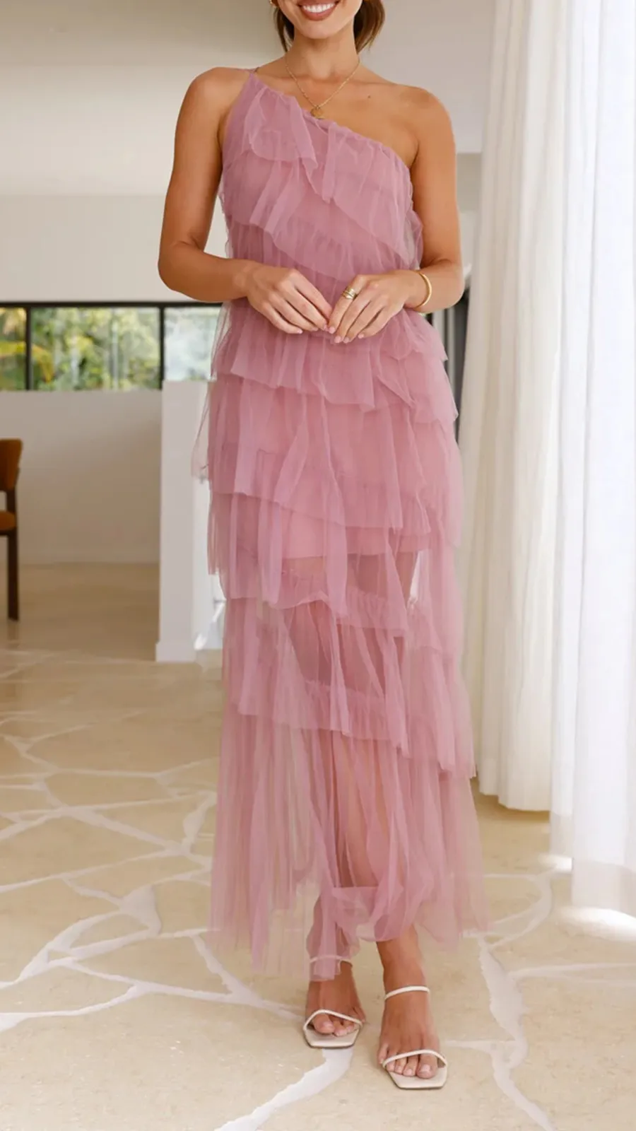 Partially Lined Maxi Dress